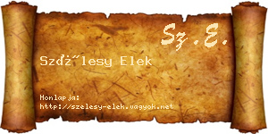 Szélesy Elek névjegykártya